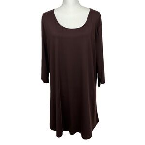 AZALEA by Firmiana Women’s Pullover Tunic Top Sz 2X Color Brown 3/4 Sleeves